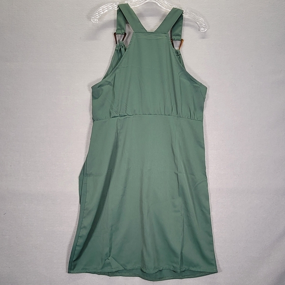 Solid Green Knotted  Sexy Sleeveless Bodycon V Neck Cami Dress, Size XL - Picture 4 of 12